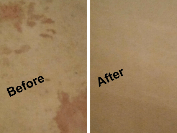 family cleaning carpet before and after