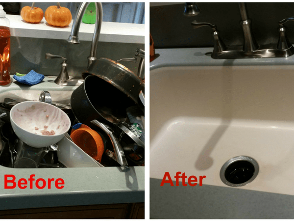  clean sink before and after service